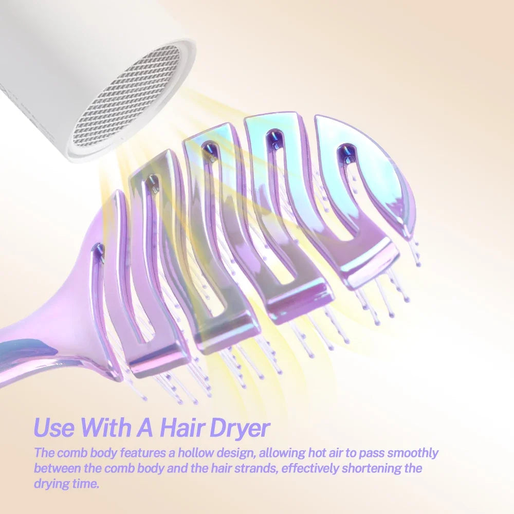 Iridescent Crescent Moon Detangling Hairbrush & Scalp Massager