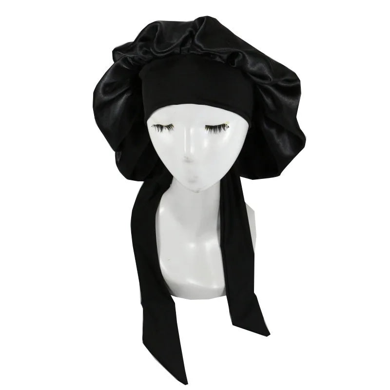 Women's Satin Sleep Bonnet – Adjustable Double Layer Night Cap