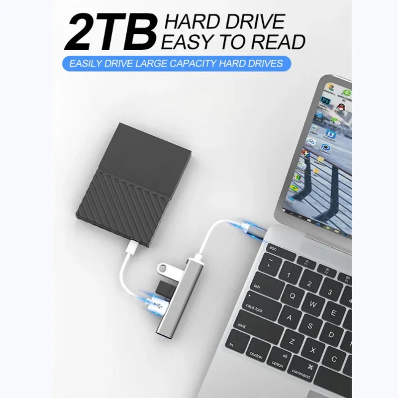 4-Port USB 3.0 Type-C Hub Splitter | 5Gbps OTG Adapter