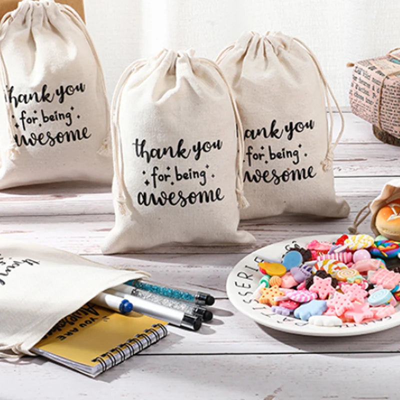 20 Thank You for Being Awesome Drawstring Gift Bags | Bulk Set Drawstring Gift Bags Peaceful Pleasures Health and Wellness