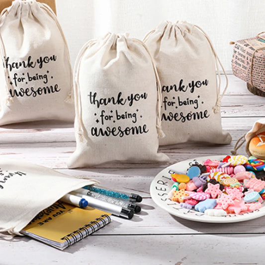 20 Thank You for Being Awesome Drawstring Gift Bags | Bulk Set Drawstring Gift Bags Peaceful Pleasures Health and Wellness