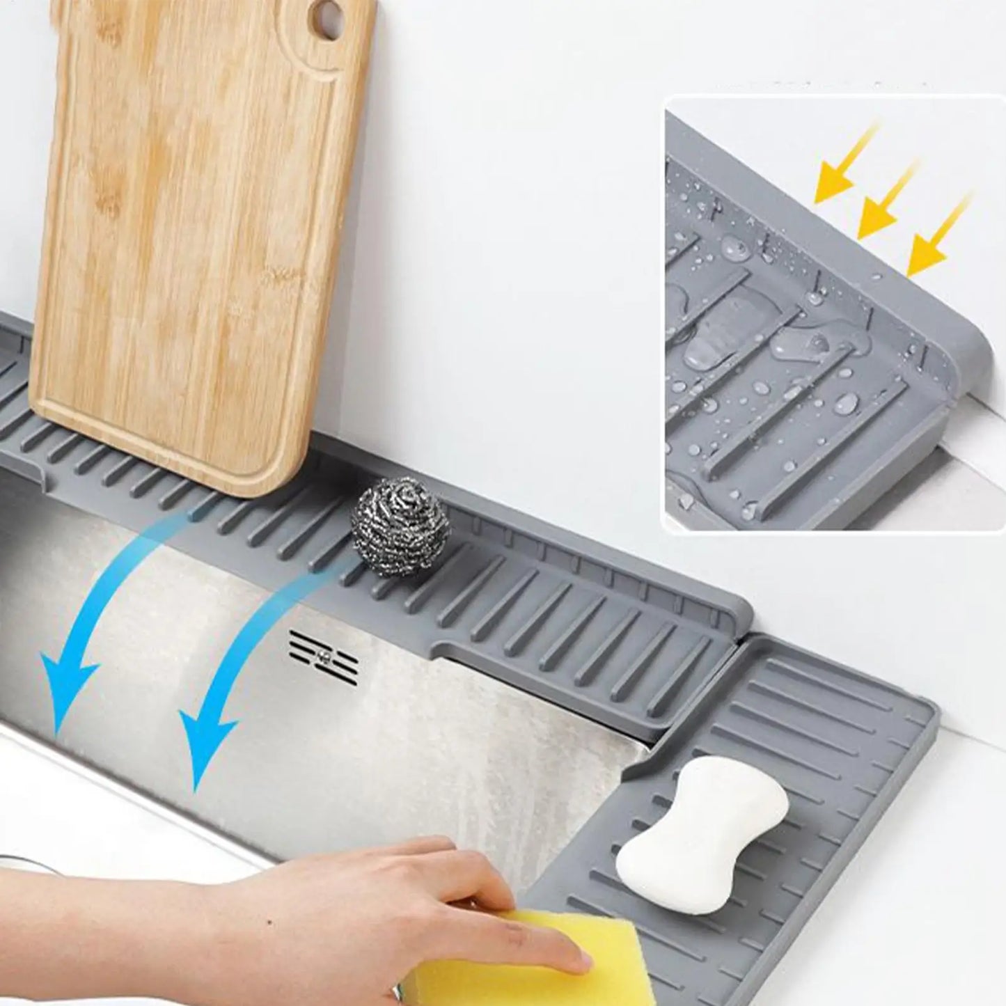 Long Silicone Sink Faucet Mat – Splash Guard & Countertop Protector