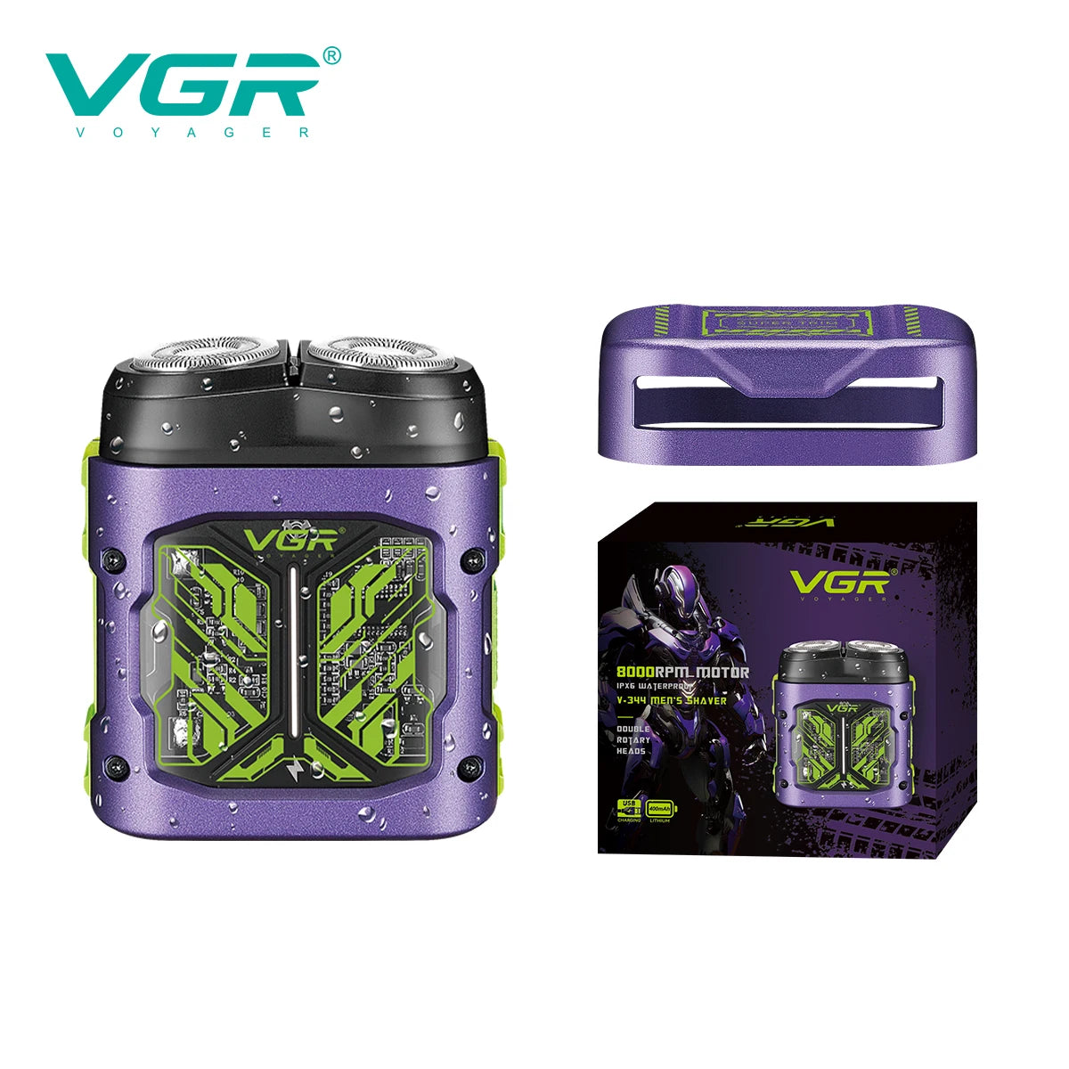 VGR New Metal Mech Wind Shaver Professional Grade Beard Whitening Device Convenient Home Shaver LED Digital Hair Trimmer V-344 Peaceful Pleasures Health and Wellness USB
