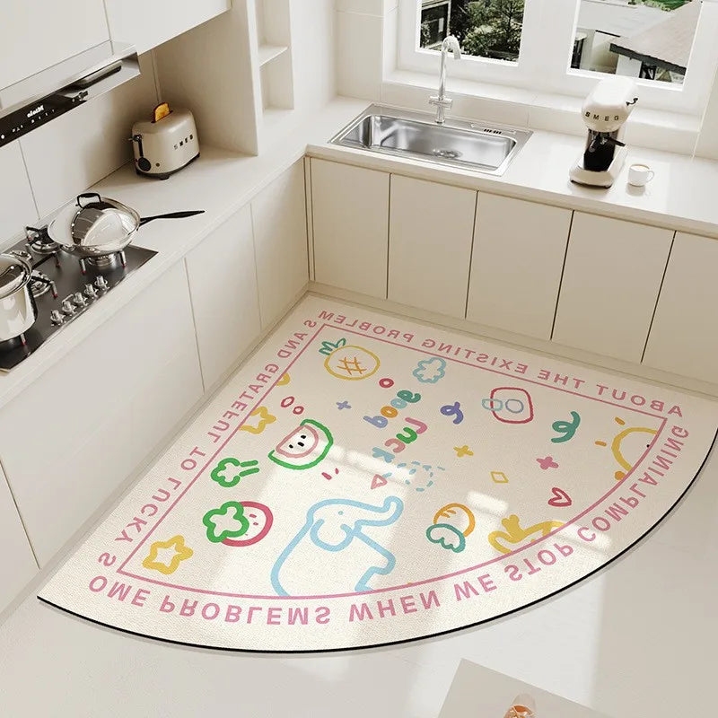 Nordic Retro Floor Mat – Non-Slip, Absorbent & Cuttable