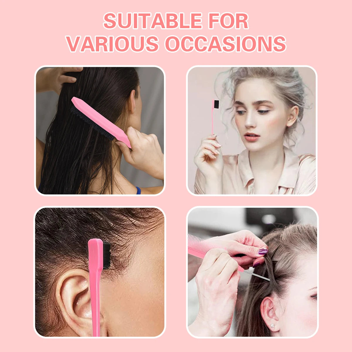 Nylon Bristle Edge Hair Brush Set,Slick Back Smoothing Brush For Baby Hair Flyaway Ponytail Bun Teasing Backcombing Styling Tool Peaceful Pleasures Health and Wellness