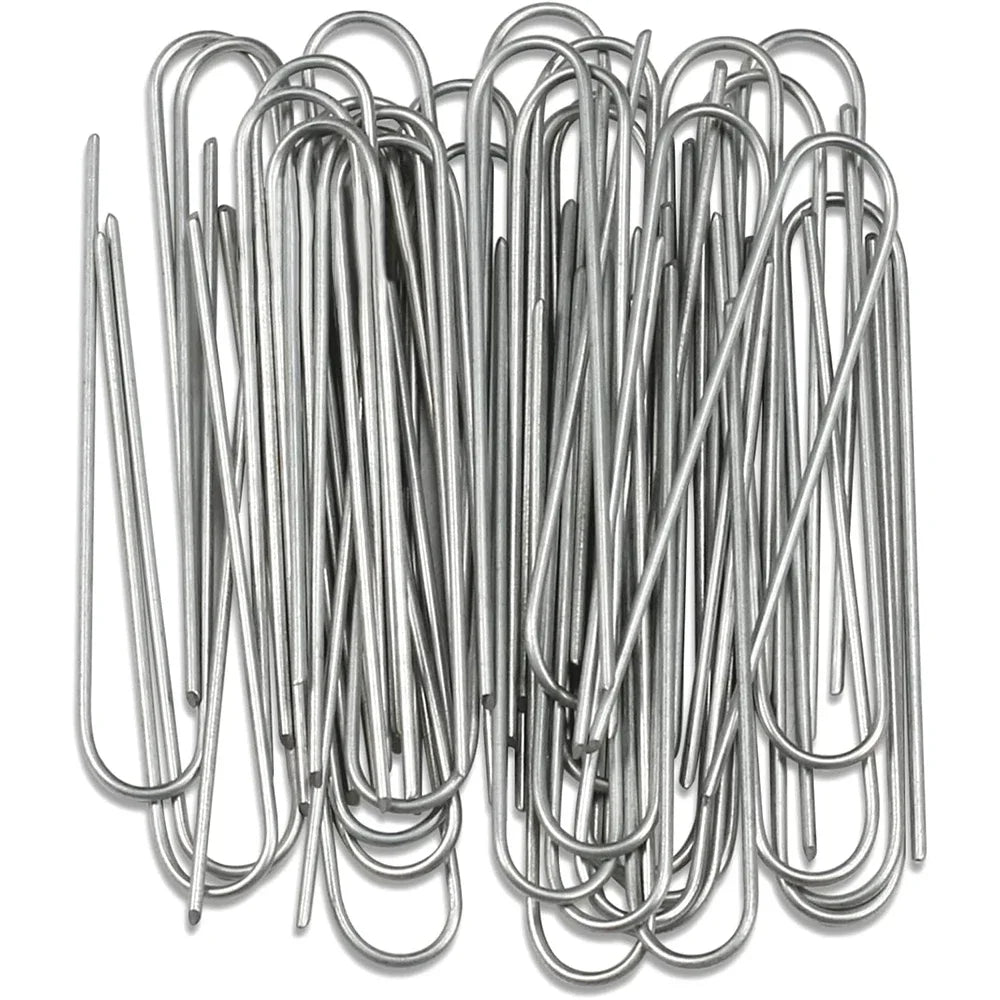 U-type Garden Staples Heavy-duty Fence Tubing Stakes Sod Pins Galvanized Landscape Spike for Holding Lawns Barrier Ground Nail Peaceful Pleasures Health and Wellness