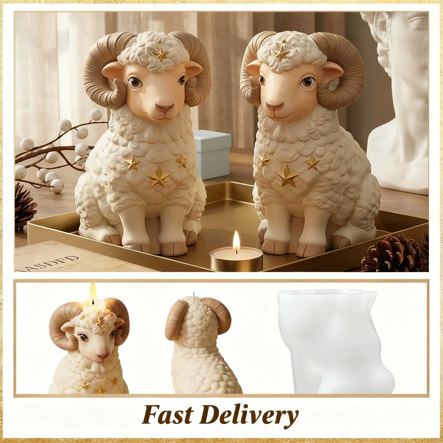 3D Lamb Silicone Mold – Candle, Soap, Resin & Wax DIY Crafting