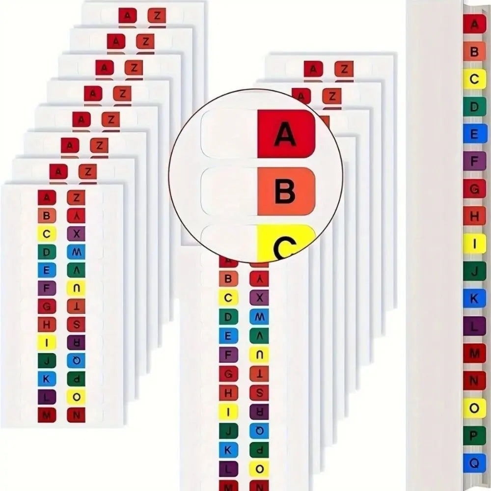Colorful Alphabet Index Label Stickers Small Strips Study Alphabet Page Markers Waterproof Organizer Page Marker Sticky Flags Peaceful Pleasures Health and Wellness