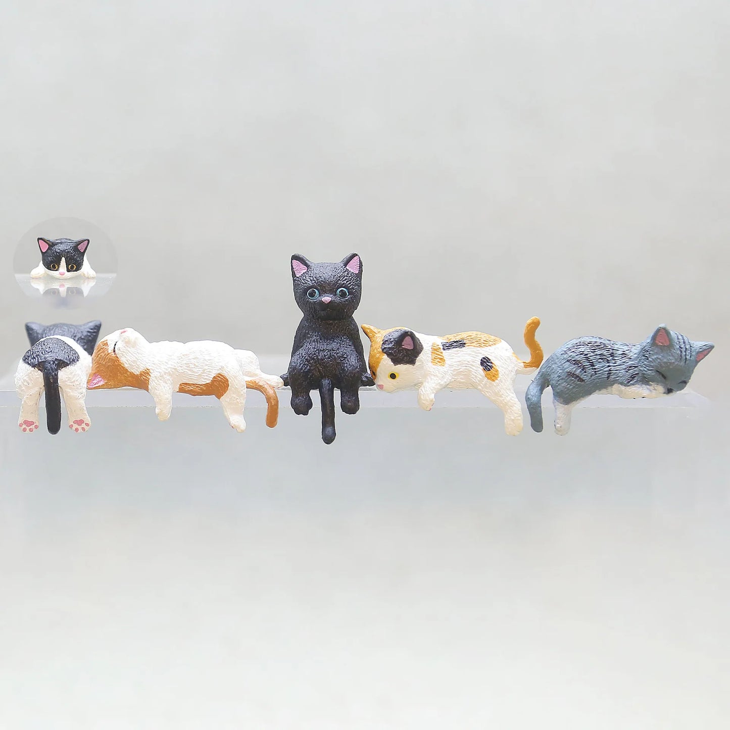Cartoon Simulation Fish Tank Edge Hang Cat Aquarium Ornaments Figurine Miniature Landscape Home Decoration Cute Desktop Gifts Peaceful Pleasures Health and Wellness 5pcs