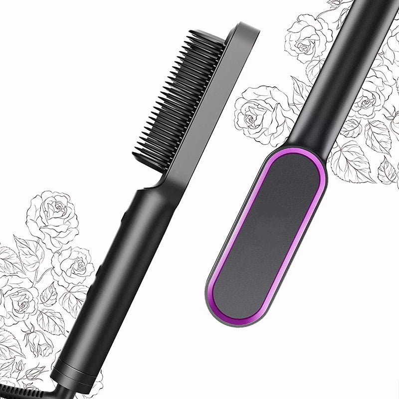 Electric Hair Straightener Brush Professional Fashion Fast Heating Ceramic Hair Straightener Peaceful Pleasures Health and Wellness