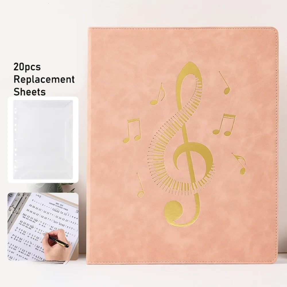 Flexible Loose Leaf Music Score Folder Detachable Writable Piano Music Sheet File Folder 20 Pages Fits Letter Size Peaceful Pleasures Health and Wellness Pink