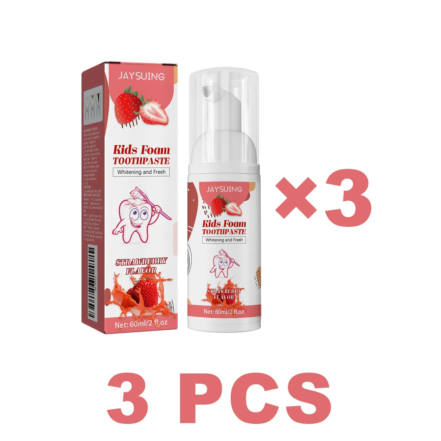 Jaysuing Kids Strawberry Foaming Toothpaste | Whitening & Fresh Breath
