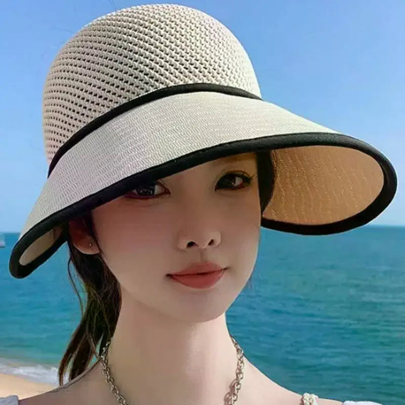 Wide Brim Straw Sun Hat – Foldable, UV-Blocking Beach Hat