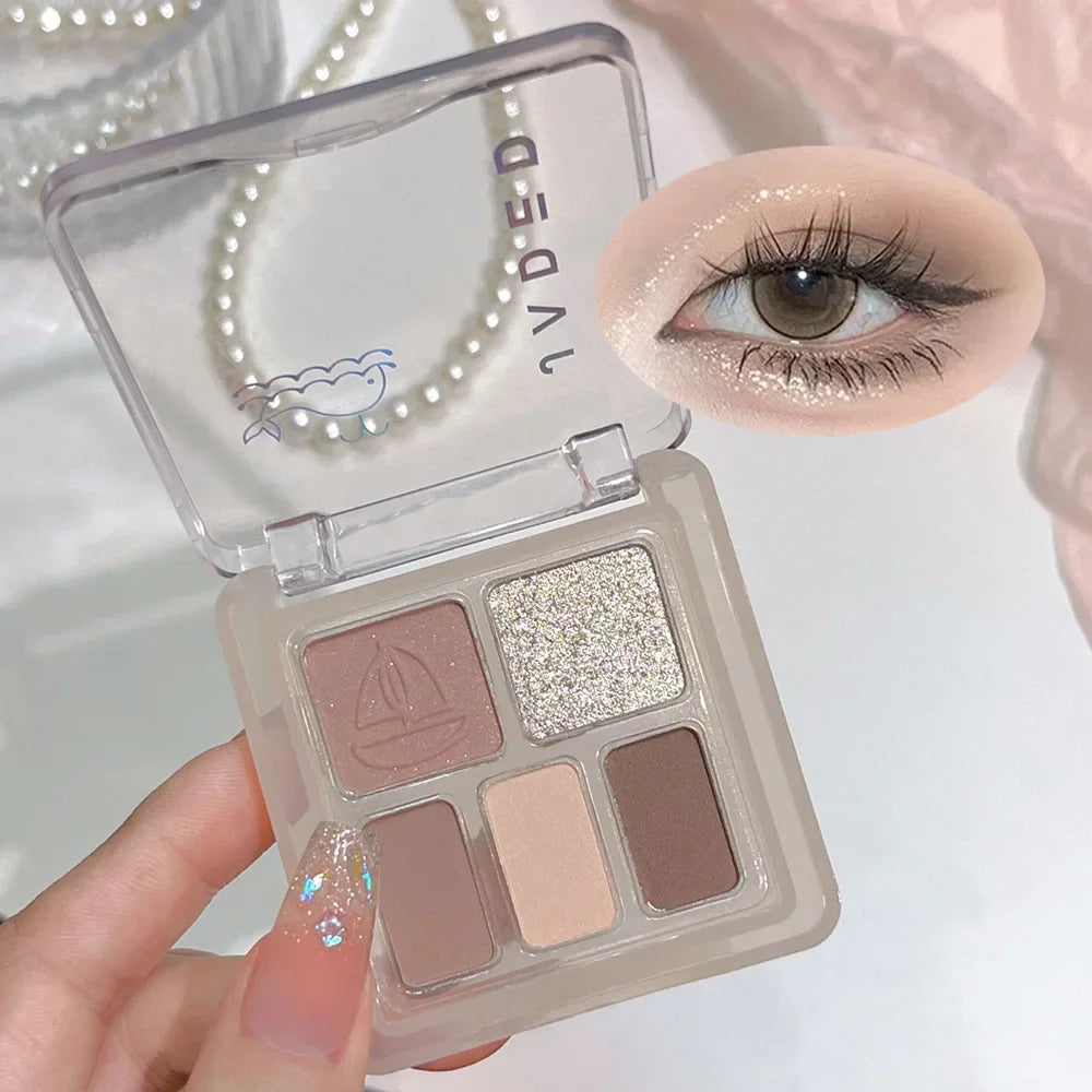 JADED 5-Color Glitter Eyeshadow Palette – Waterproof Shimmer