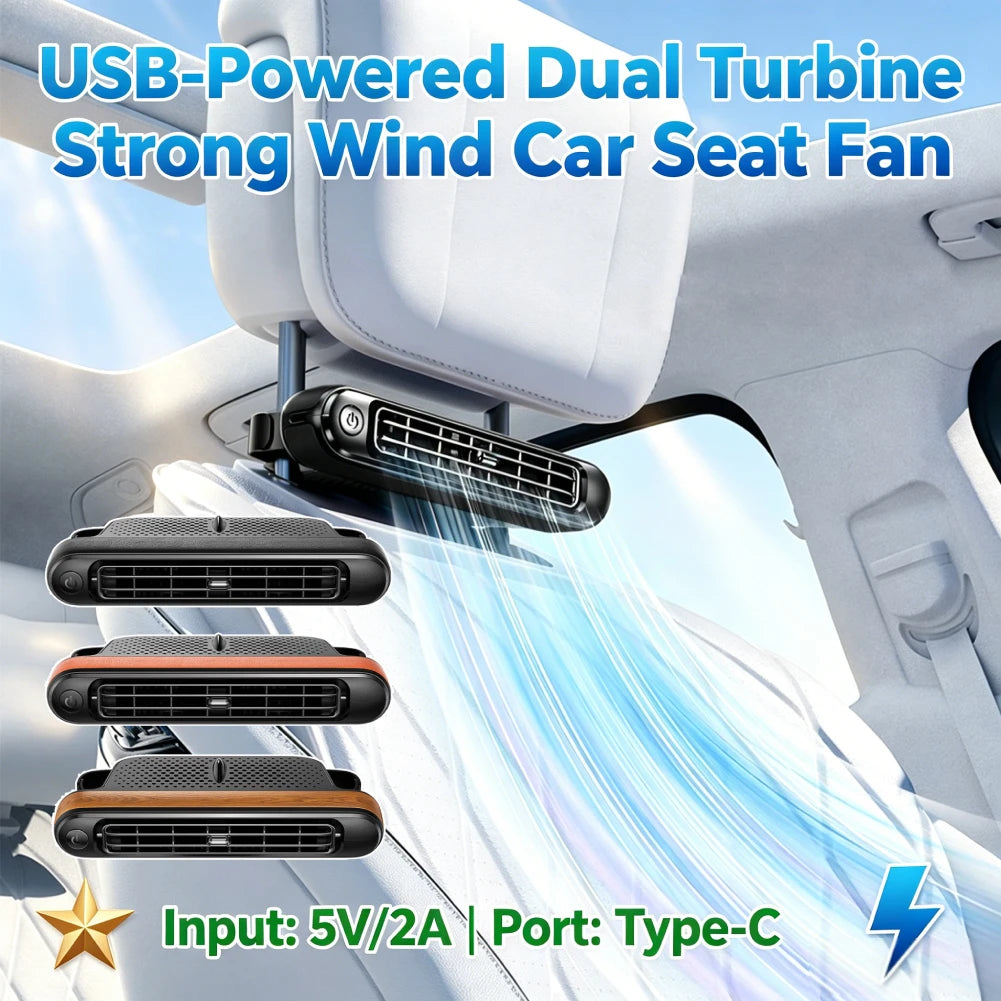Backseat Cooling Fan Vehicle Rear Headrest Fans Three Adjustable Wind Speeds Portable Fan USB Car Fan for Sedan SUV RV Truck Peaceful Pleasures Health and Wellness