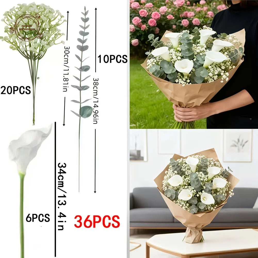Calla Lily & Gypsophila Faux Bouquet | Wedding & Home Decor