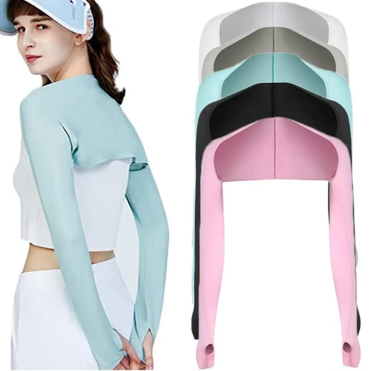 Women's Sports Sun Protection Shawl Thin Style Shoulder Length Women's Sports Sleeve Perfect For Outdoor Golf Running Cycling Peaceful Pleasures Health and Wellness