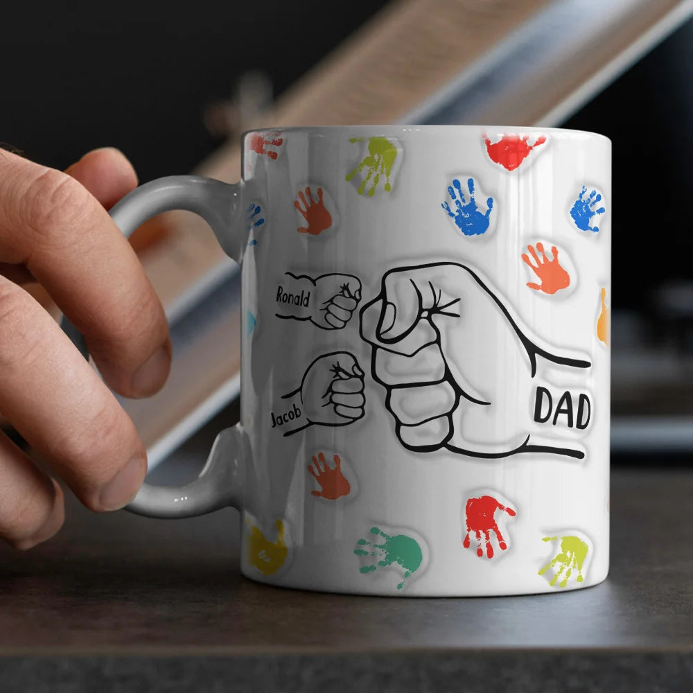 Personalized Dad Mug for Father's Day Custom Name Coffee Cup with 3D Text Effect Custom Name Coffee Cup Gift for Daddy Grandpa Peaceful Pleasures Health and Wellness