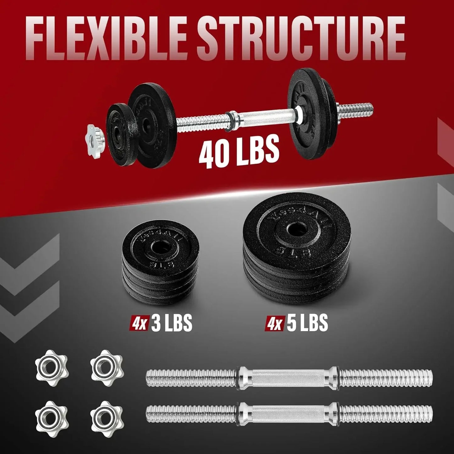 Adjustable Dumbbell Set with Weight Plates, 40lbs to 200lbs, Star Lock Collars for Home Gym Peaceful Pleasures Health and Wellness