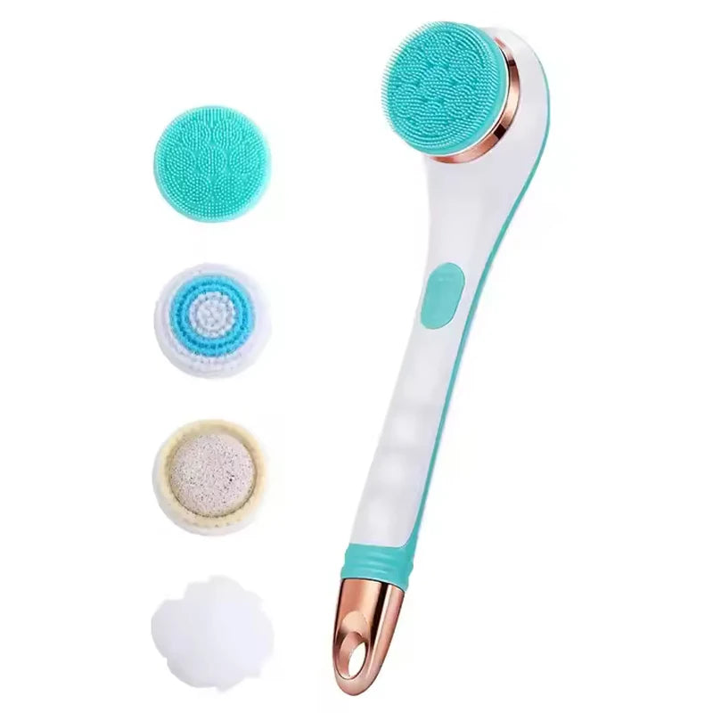 Multi-Function Long Handle Electric Silicone Soft Cleaning Home Use Massage Body Bath Brush Peaceful Pleasures Health and Wellness Blue
