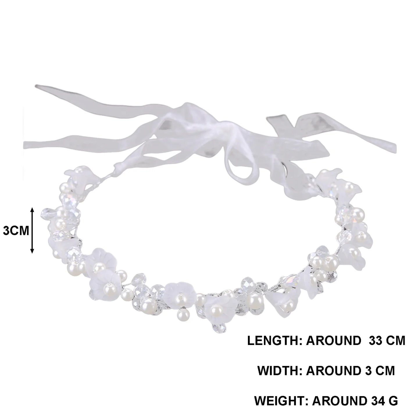Bridal Hairband Hair Jewelry Birthday Party Crystal Headpiece with Ribbon for Birthday Party And Pageant Peaceful Pleasures Health and Wellness