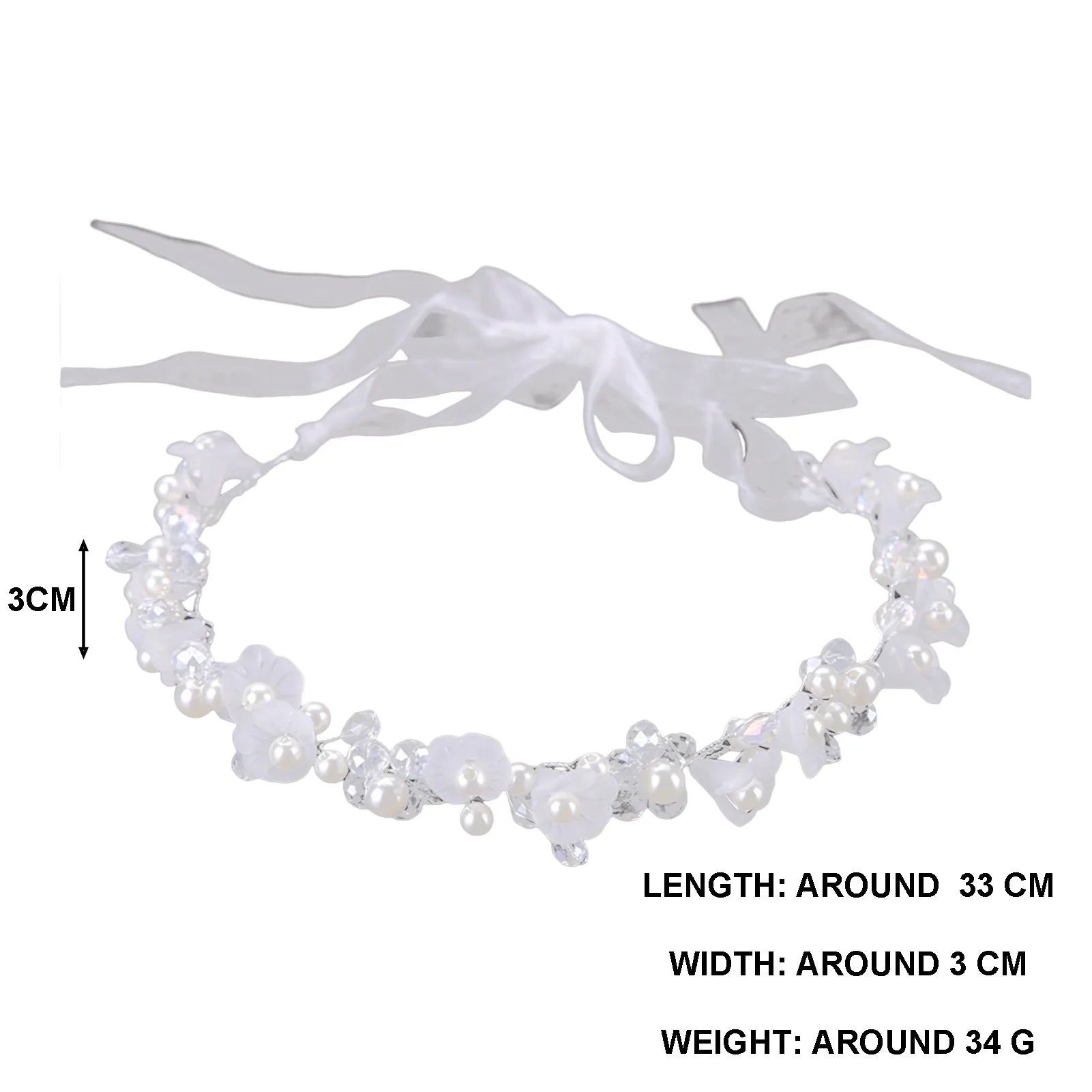 Bridal Hairband Hair Jewelry Birthday Party Crystal Headpiece with Ribbon for Birthday Party And Pageant Peaceful Pleasures Health and Wellness