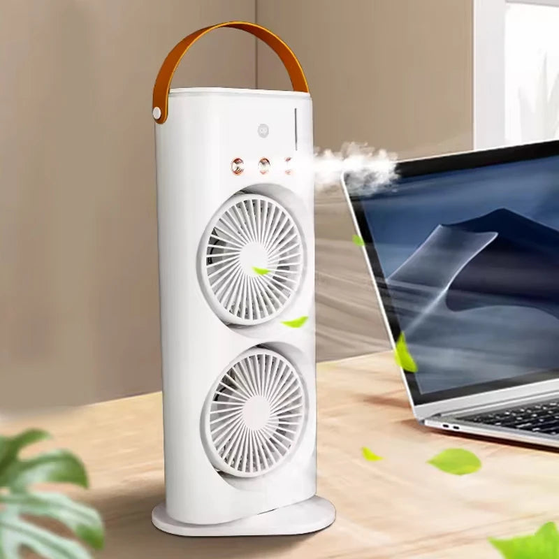 Factory Sell Usb 3-Speed Plastic Misting Fan Desktop Air Conditioning Fan Humidification Cooling 3hole Spray Fan Car Outdoor Peaceful Pleasures Health and Wellness
