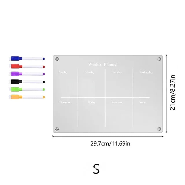 Fridge Magnet Sticker Clear Acrylic Calendar Weekly Planner Magnetic Schedule Reusable Board Fridge Message Menu Gadgets Peaceful Pleasures Health and Wellness B