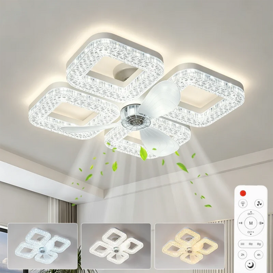RUNTOIN LED Ceiling Fan Light Dimmable 3-Speed Timer Remote E27 LED Ceiling Fan Light Peaceful Pleasures Health and Wellness
