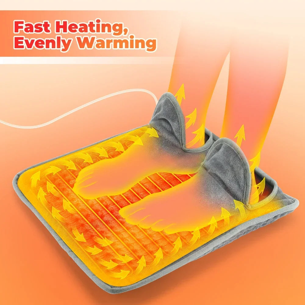 AFDEAL Electric Heated Foot Warmer Mat – Washable Plush 75W