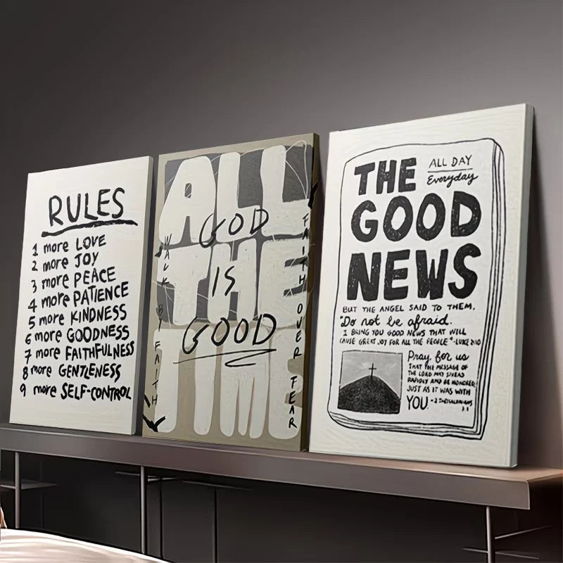3-Piece Christian Inspirational Canvas Wall Art Set