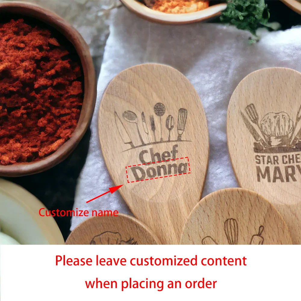 Custom Engraved Wooden Spoon | Personalized Kitchen Gift Engraved Kitchen Utensil Peaceful Pleasures Health and Wellness ACustom Spoon 1Pcs 30x5cm