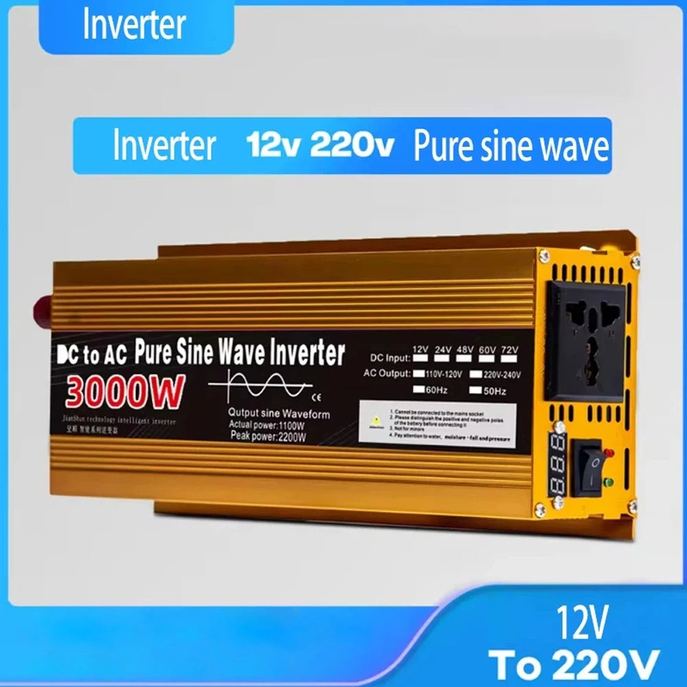 NEW Inverter 12v 220v Pure Sine Wave 1600W / 3000W Transformer Convert Multi-function Socket Converter Car inverter Peaceful Pleasures Health and Wellness 3000W 12V 220V