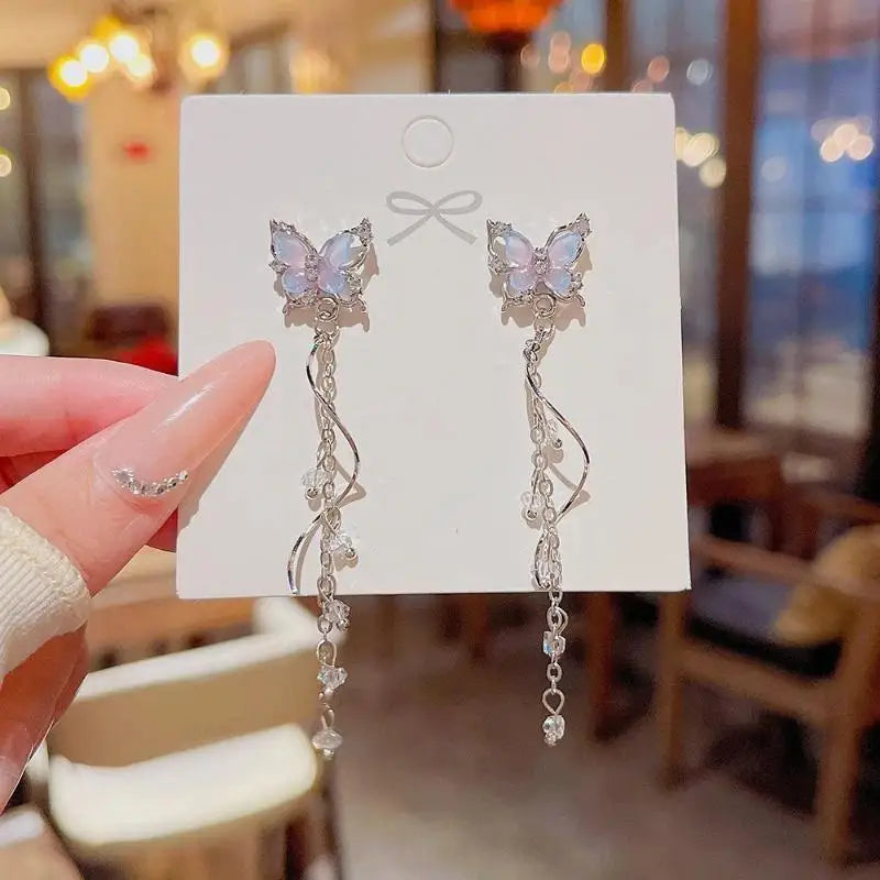 Butterfly Long Tassel Drop Earrings for Women | Wedding Gift