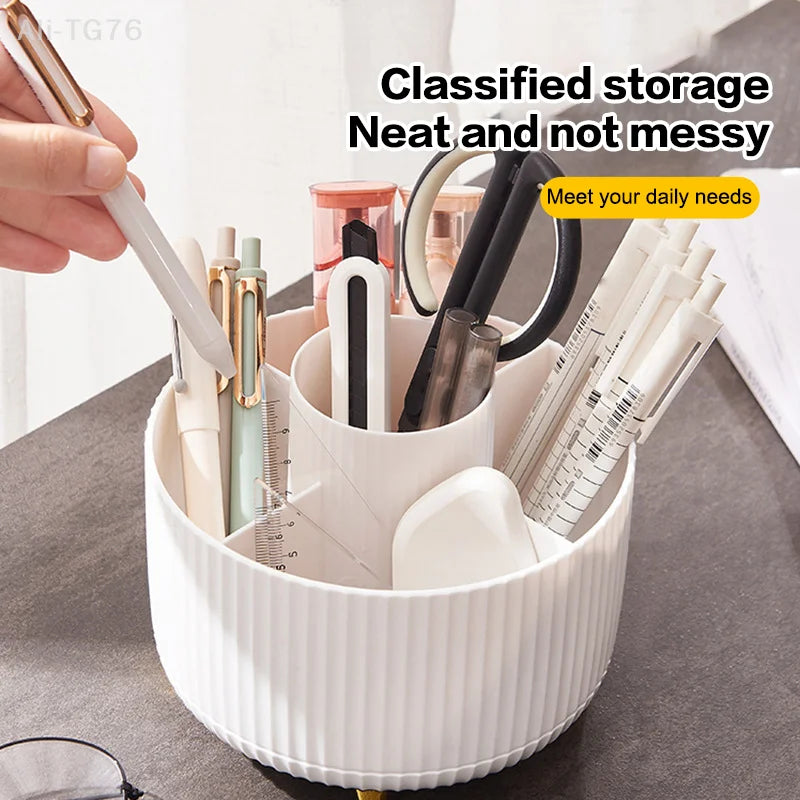 360° Rotating 5-Slot Makeup Brush Holder & Desk Organizer