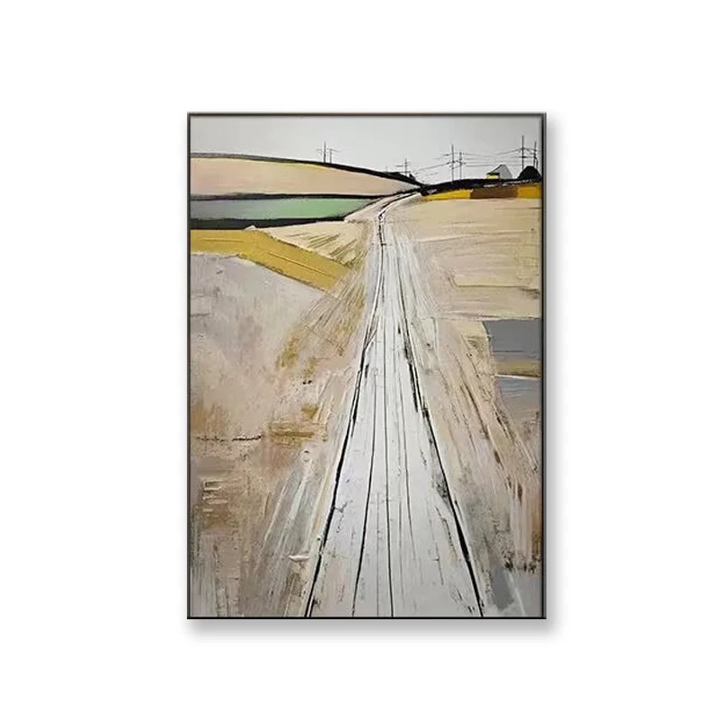 Modern Abstract Country Side Landscape Handmade Oil Painting On Canvas For Home Wall Decor Hanging Mural For Living Room Bedroom Peaceful Pleasures Health and Wellness