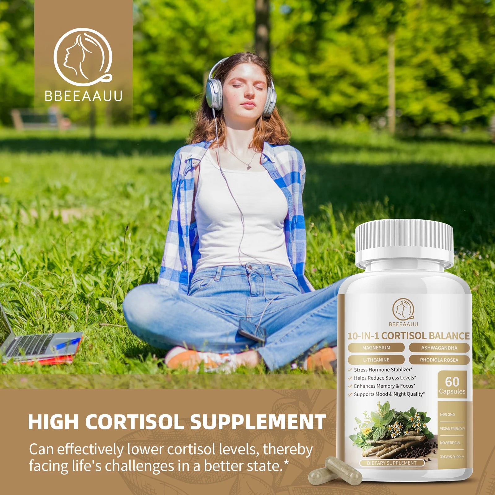 Cortisol Supplement 10-in-1 with KSM-66 Ashwagandha – Stress & Sleep Support Dietary Supplement Peaceful Pleasures Health and Wellness