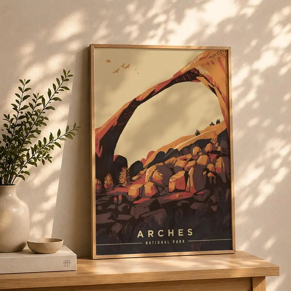 Scenery A-Arches National ParkS Poster HD Self Adhesive Waterproof Wall Art Ideal for Home Office Dorm Bedroom Great Gift Peaceful Pleasures Health and Wellness