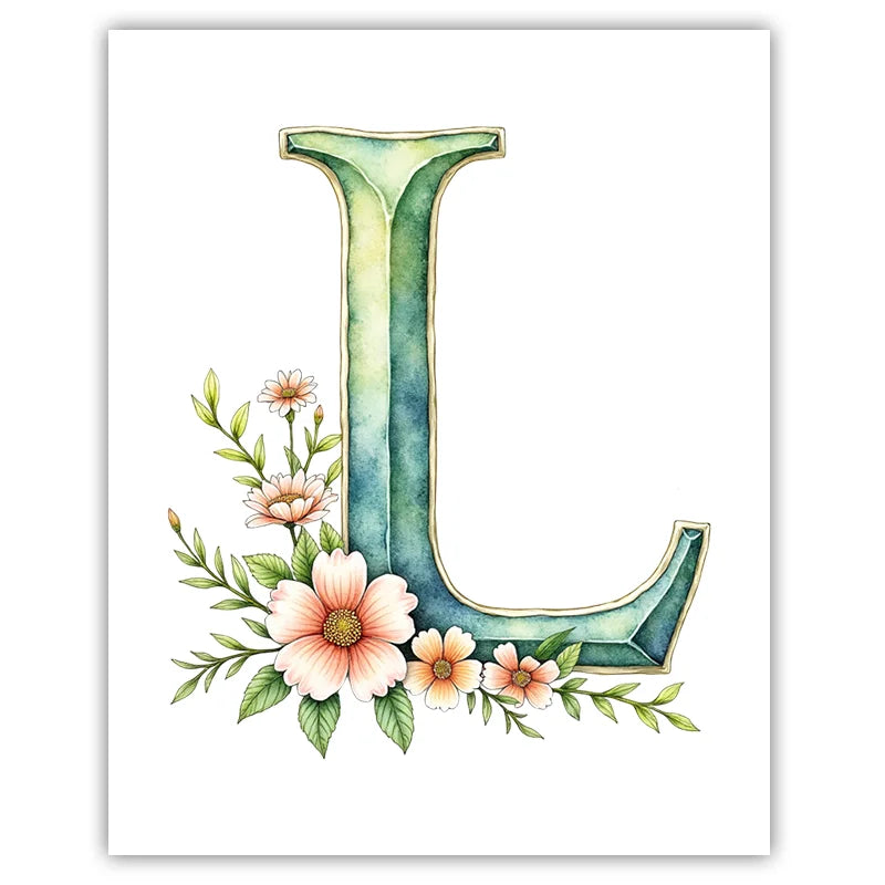 Custom Name Nursery Canvas Wall Art – Animals & Wildflowers