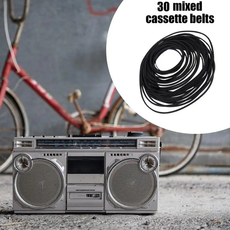 30PCS Universal Mix Cassette Tape Machine Belt Assorted Common Square Flat Mixed Rubber Belt For Recorders Walkman DVDDrive Peaceful Pleasures Health and Wellness
