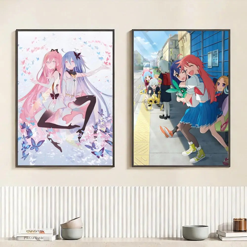 Anime F-Flip Flappers Poster HD Self Adhesive Waterproof Wall Art Ideal for Home Office Dorm Bedroom Great Gift Peaceful Pleasures Health and Wellness