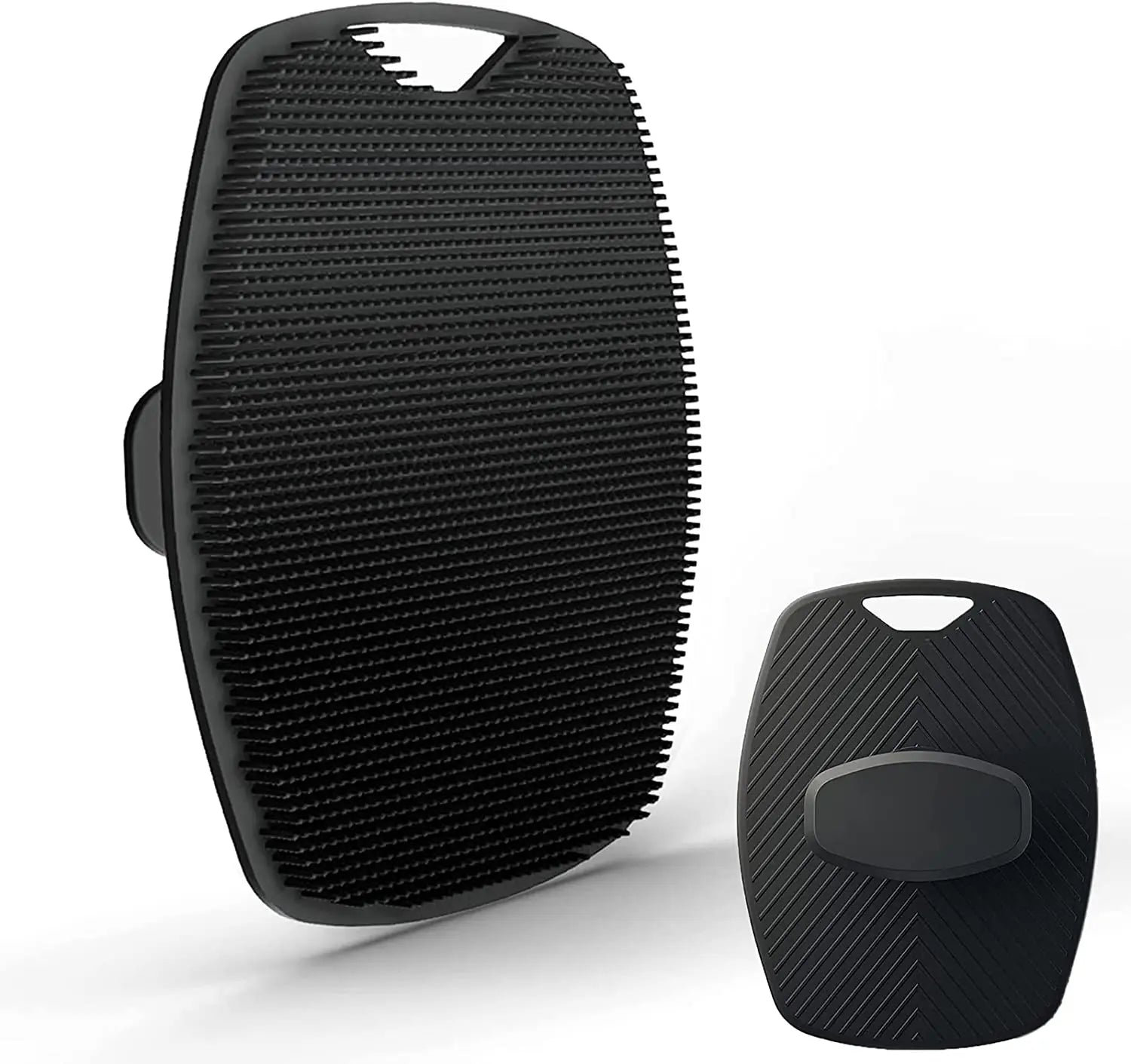 Silicone Body Scrubber Bath Wash Brush Exfoliating Loofah Body Brush Shower Face Scrubber Handle Wet & Dry Brushing for Man Wom Peaceful Pleasures Health and Wellness Black 1