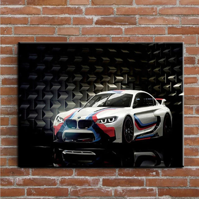 BMW M3 E30 Retro Supercar Canvas Wall Art Poster | Unframed