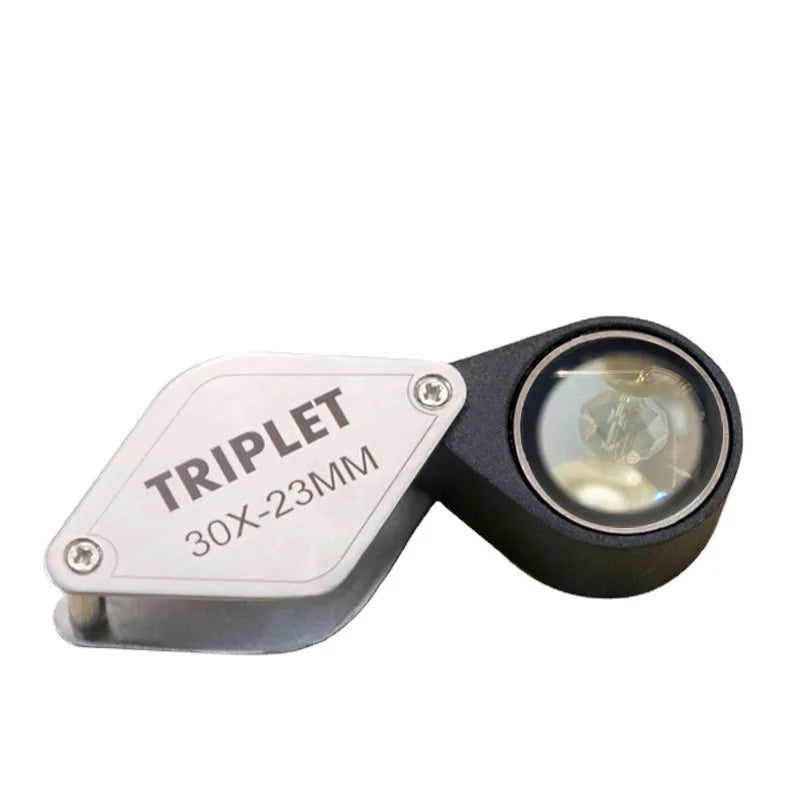 Double-Layer Lens Cultural Relic Identification Magnifying Glass Wire Drawing Process Portable Jewelry High-Power Loupe Peaceful Pleasures Health and Wellness