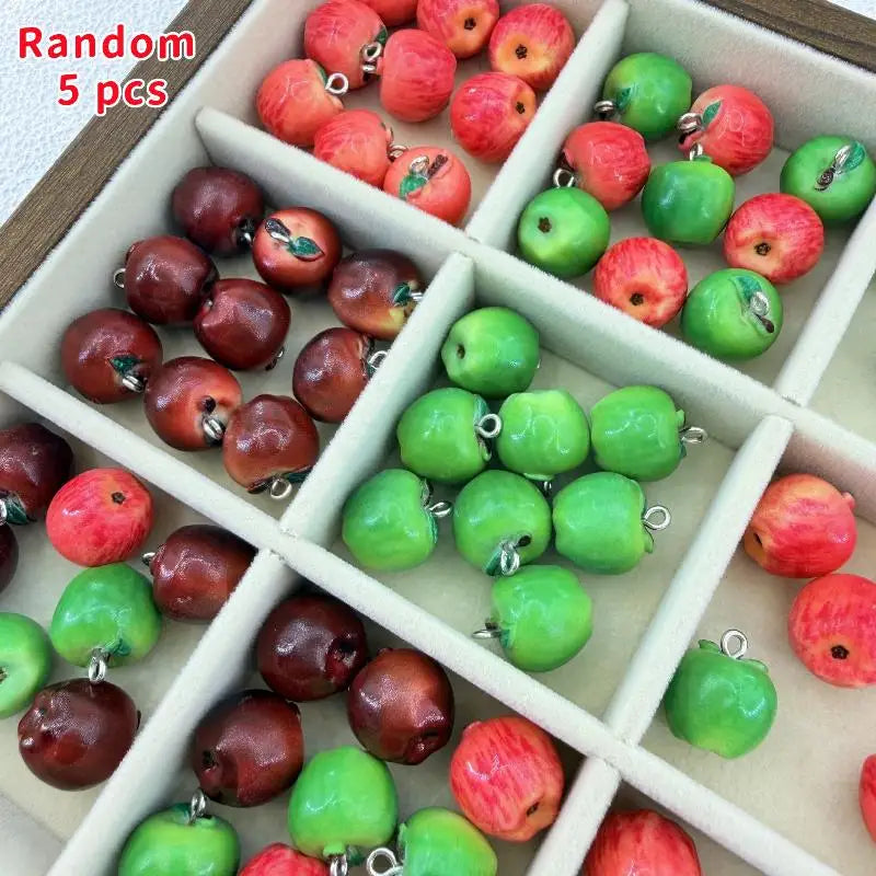 5-Pack 3D Resin Fruit Charms for DIY Jewelry Bracelets