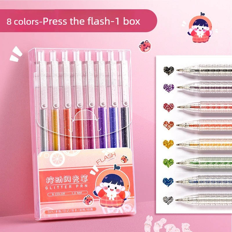 8 /24 Colors Color Press Flow Light Color Changing Fluorescent Pen Quick Drying Student Hand Account Marking Pen Peaceful Pleasures Health and Wellness 8 colors