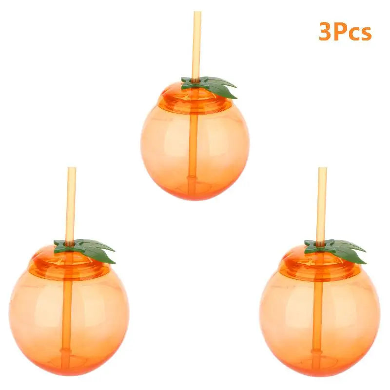 Fruit Shaped Cups with Straw – Orange & Watermelon | 1–3 Pack