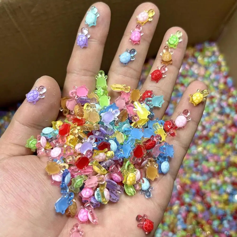 100Pcs Mixed Resin Turtle Nail Art Rhinestones Peaceful Pleasures Health and Wellness
