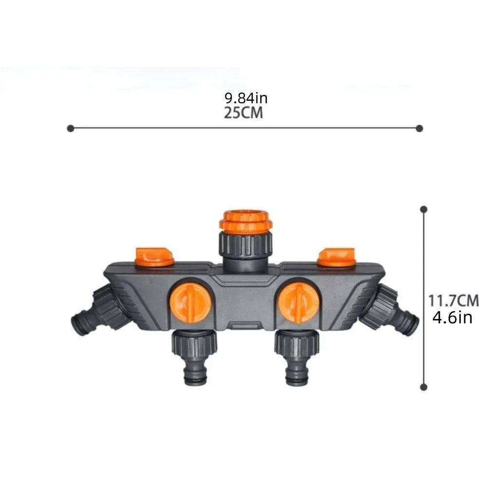 4-Way Garden Hose Splitter Diverter | 4 Independent Valves
