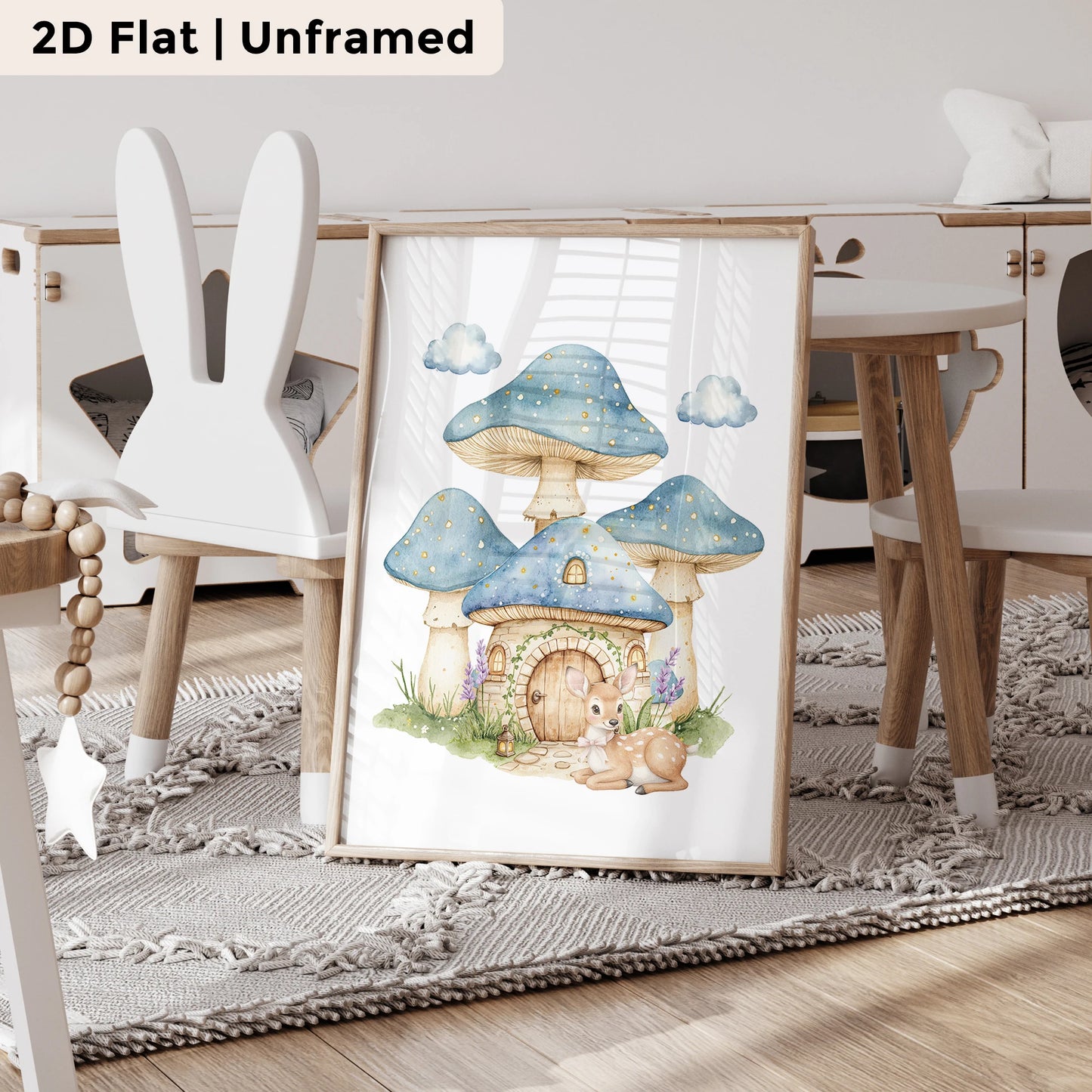 3-Piece Cartoon Mushroom Tree Canvas Wall Art | Kids Room Decor